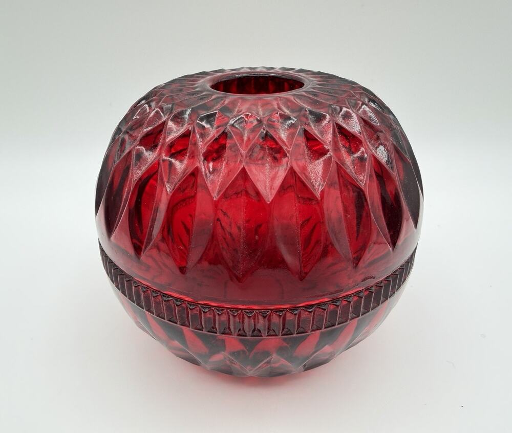 Indiana Glass Red Flashed Fairy Lamp Candle Holder 4.5” Diamond Point Mt Vernon